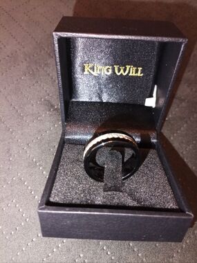 Brand New King Will Black Tungsten Carbide Ring Size 10.5 Opal Inlay
